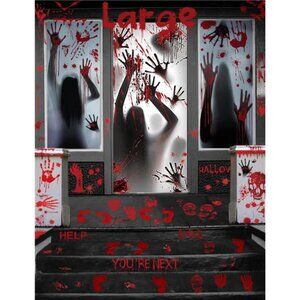 11 Sheets/202 Pcs Bloody Halloween Decorations Set. 2 Giant Spooky
